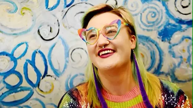 Blaine Banghart wearing heart-shaped glasses